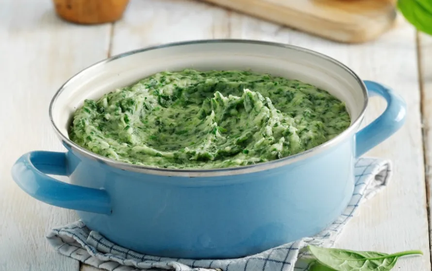 Aardappelpuree met spinazie