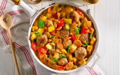 Pangerecht met gehaktballetjes paprika-room