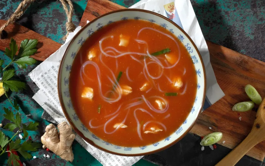 Tomatensoep op Chinese wijze